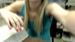 Redhead Banks Almost Caught Naked In The Library