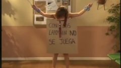 Enf Slut Left Tied In High College Totally Naked With A Sign